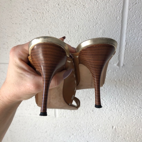 Manolo Blahnik leather slide heeled sandals sz: 9 - Picture 6 of 8